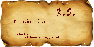 Kilián Sára névjegykártya